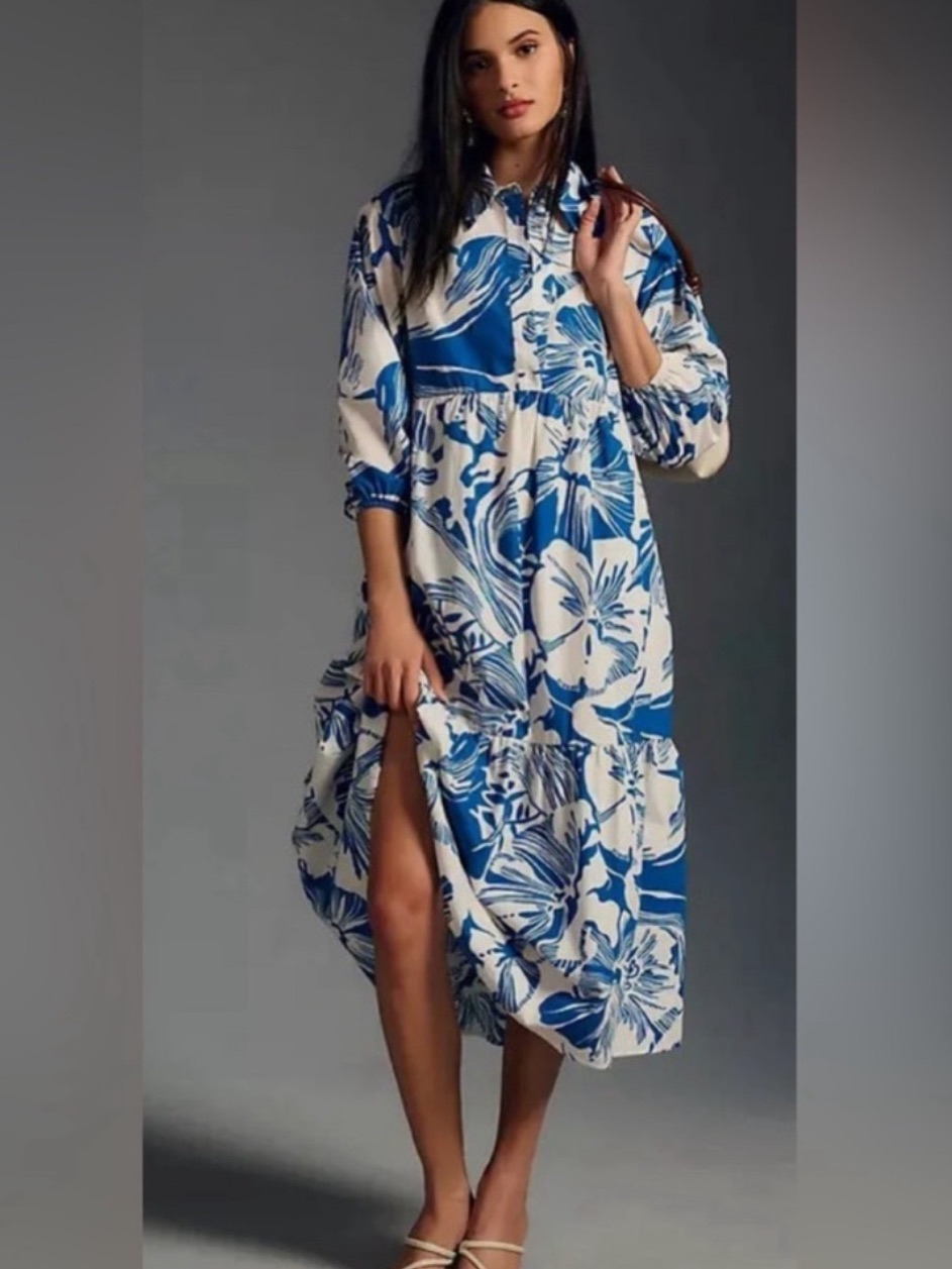 Anthropologie Maeve Bettina Floral Shirt Dress